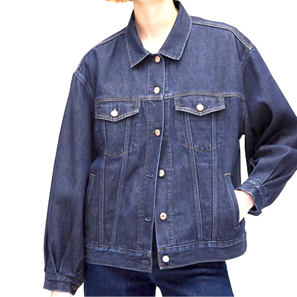 GAP Oversized Balloon Sleeve Blue Jean Jacket - Picture 12 of 12